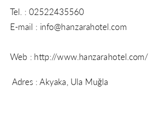 Hanzara Hotel iletiim bilgileri